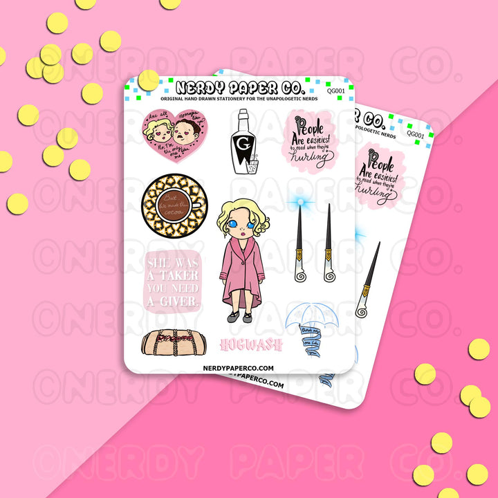 SWEET WITCH  SAMPLER -Hand Drawn Wizard Stickers- QG001