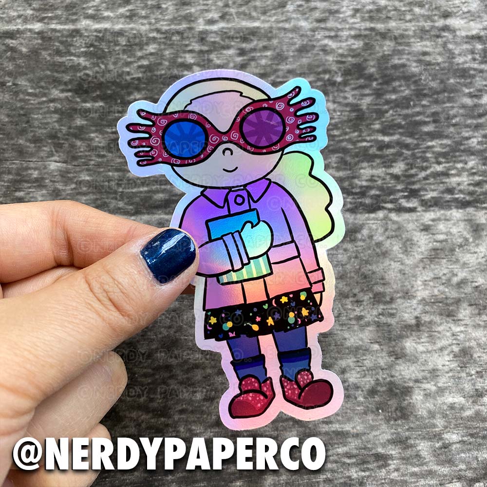 Quirky Witch | Hand Drawn Wizard Holographic Vinyl Sticker