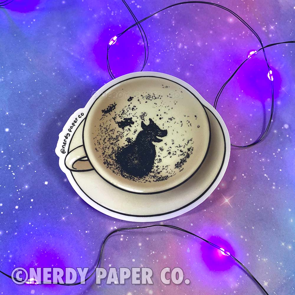 Bad Omen Teacup- Hand Drawn Waterproof Vinyl Sticker - WP