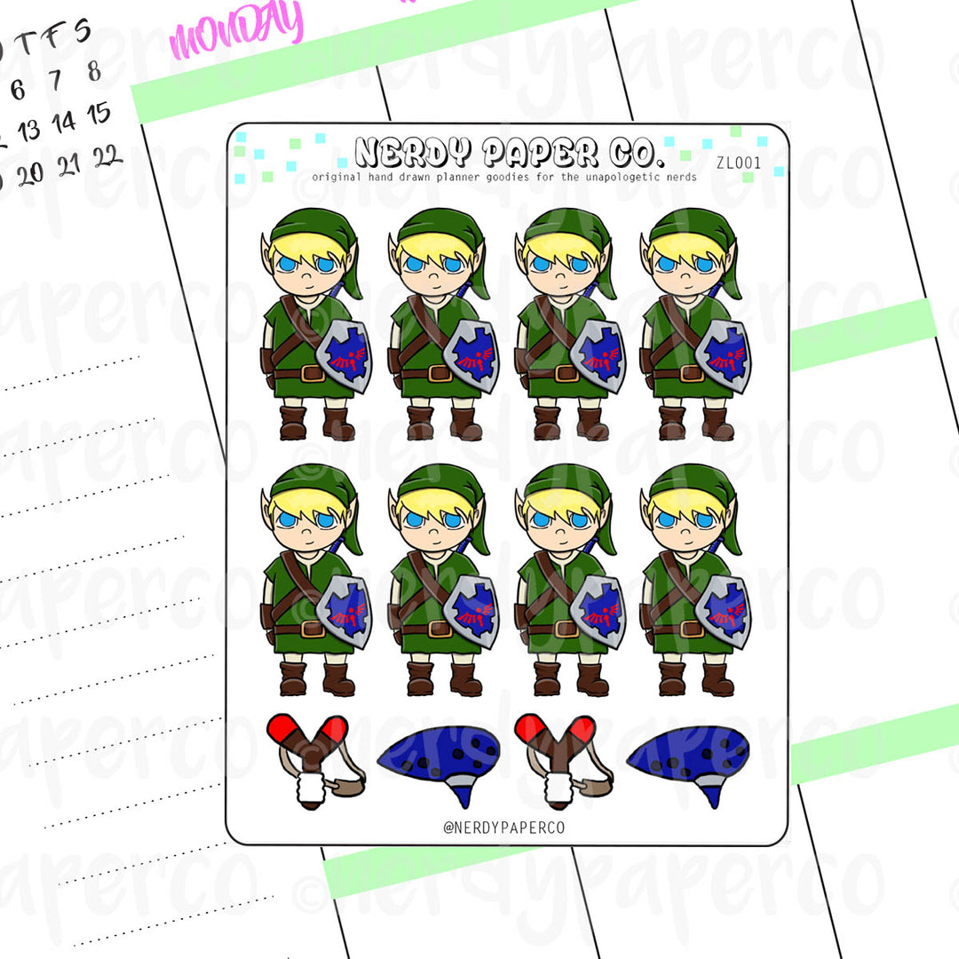 LINK | ZELDA  - Hand Drawn Zelda- Inspired Planner Stickers - Deco - ZL001